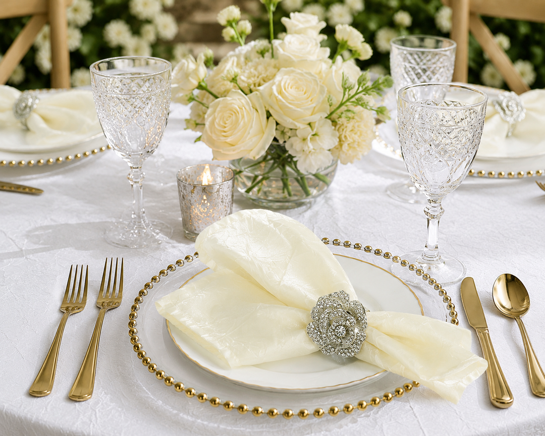 Sample 20"x20" Crushed Taffeta Napkins - Ivory (1pc)