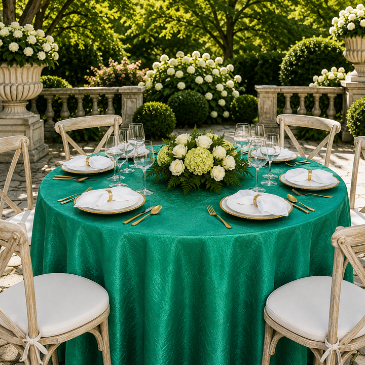 132" Round Crushed Taffeta Tablecloth - Jade (1pc)