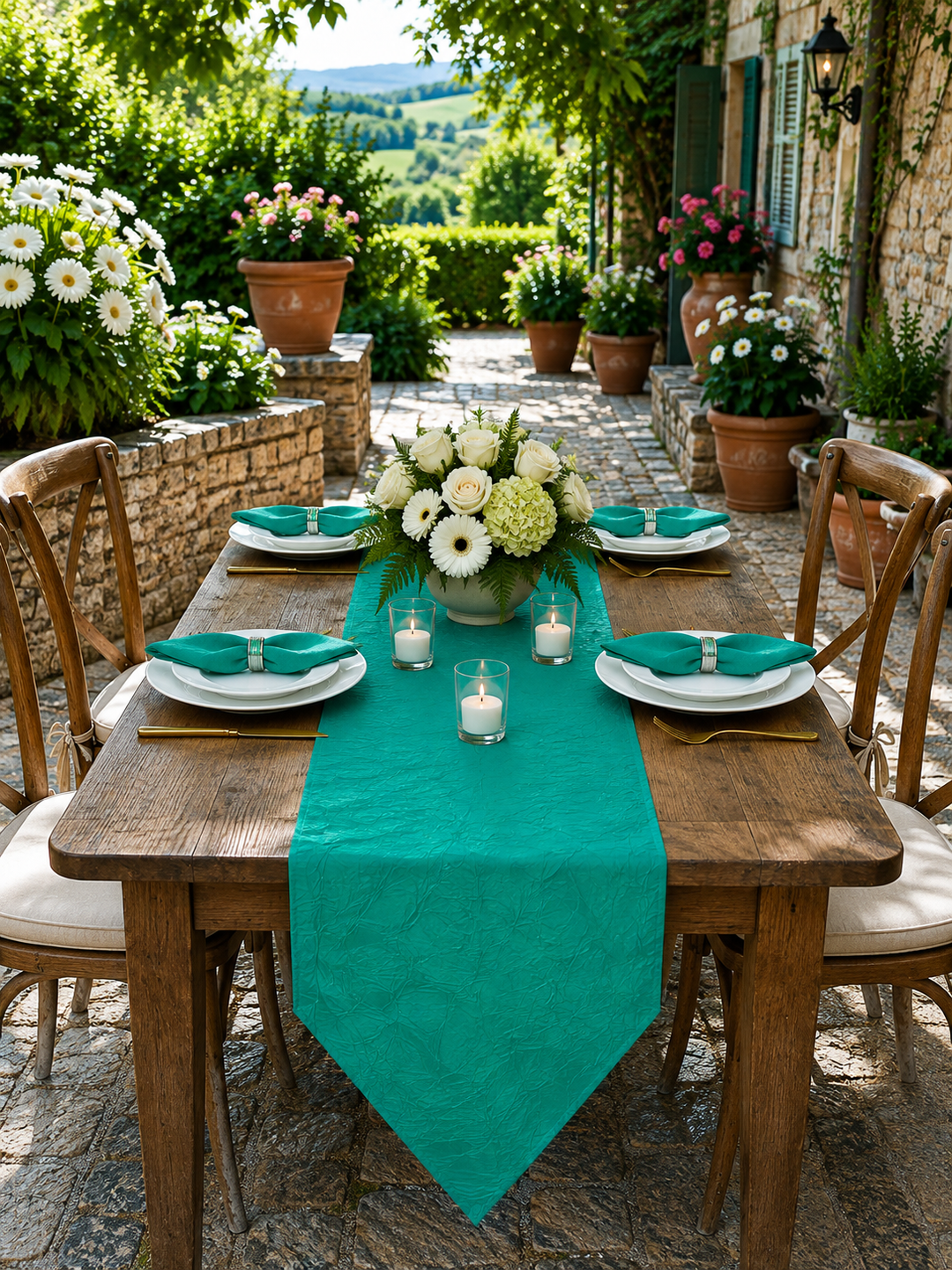 13"x108" Crushed Taffeta Table Runner - Jade (1pc)