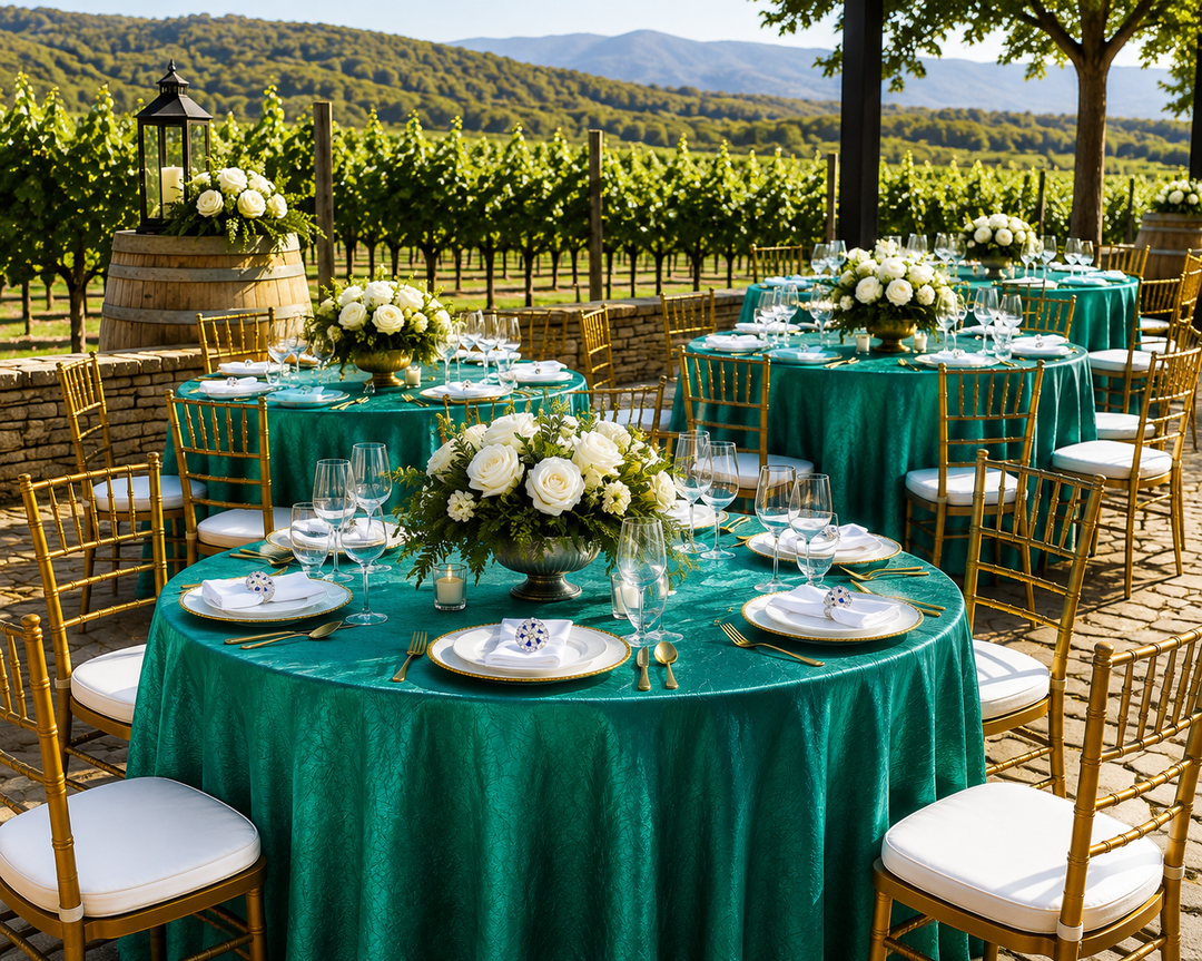 132" Round Crushed Taffeta Tablecloth - Jade (1pc)