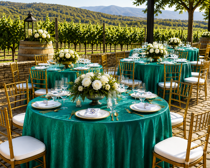 132" Round Crushed Taffeta Tablecloth - Jade (1pc)