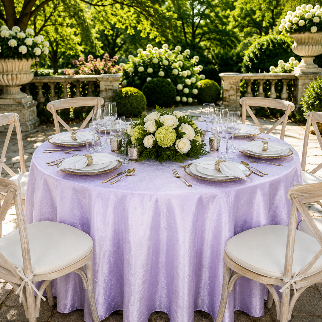 Nappe ronde en taffetas écrasé sans couture de 90 po - Lavande (1 pièce)