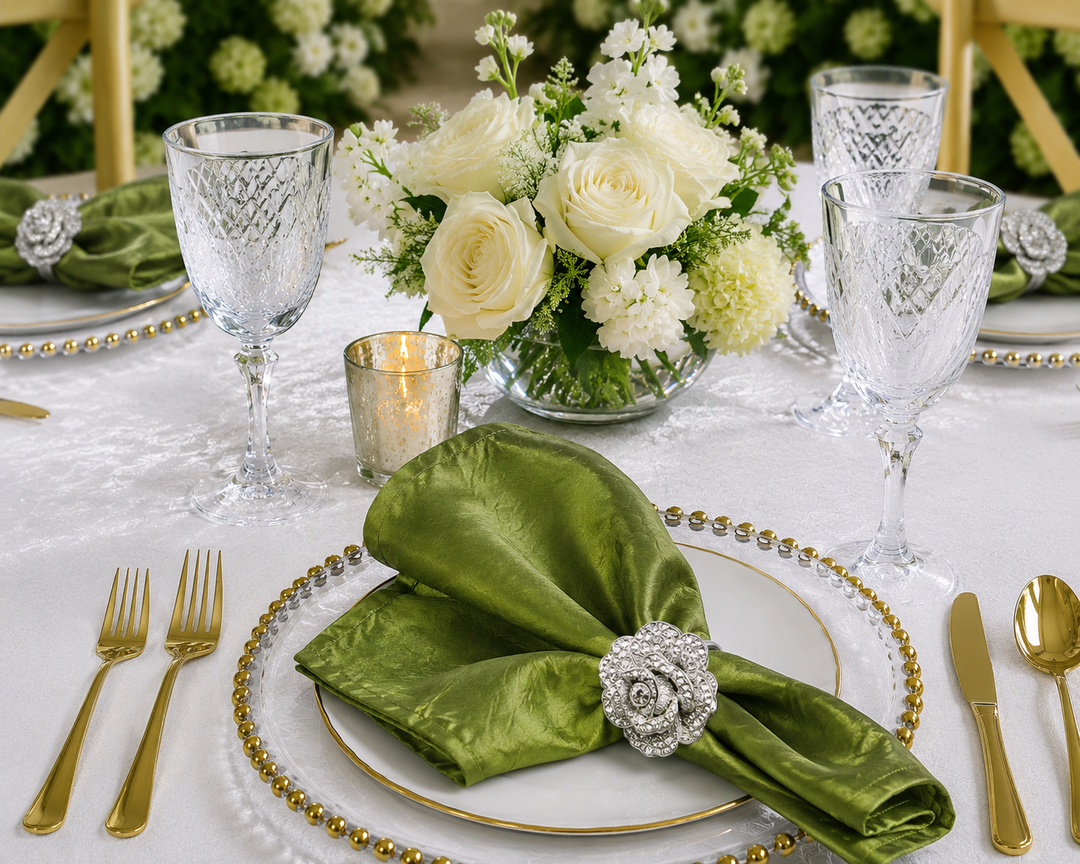 Sample 20"x20" Crushed Taffeta Napkins - Moss Green/Olive Green (1pc)