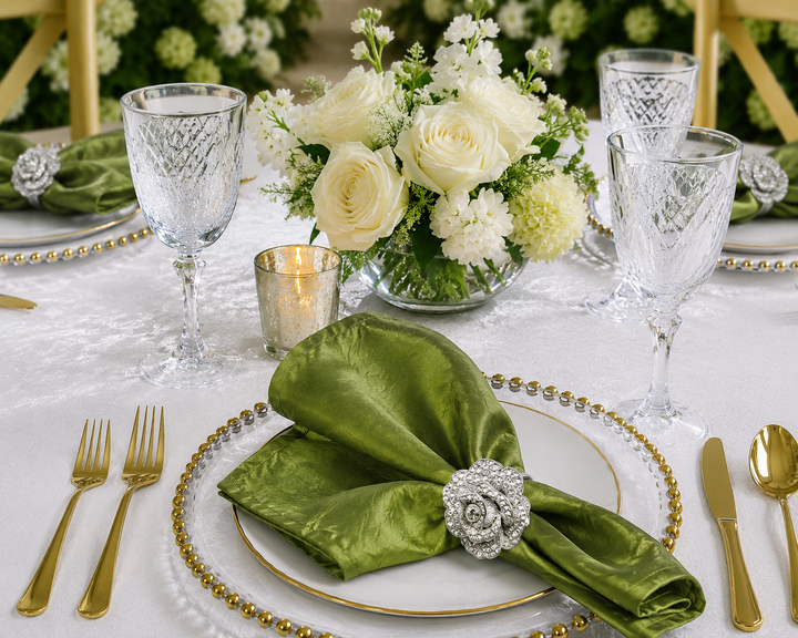 Sample 20"x20" Crushed Taffeta Napkins - Moss Green/Olive Green (1pc)