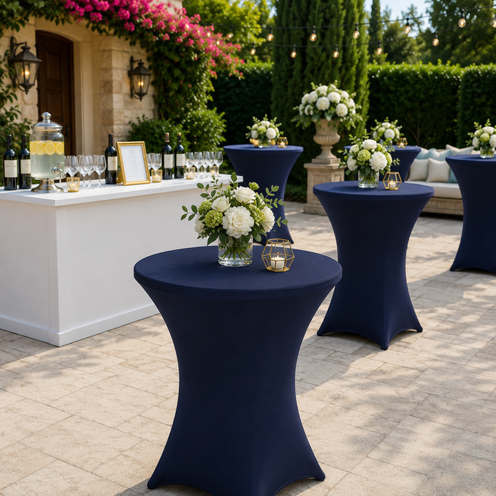 30"x42" Cocktail Spandex Table Cover - Navy Blue (1pc)