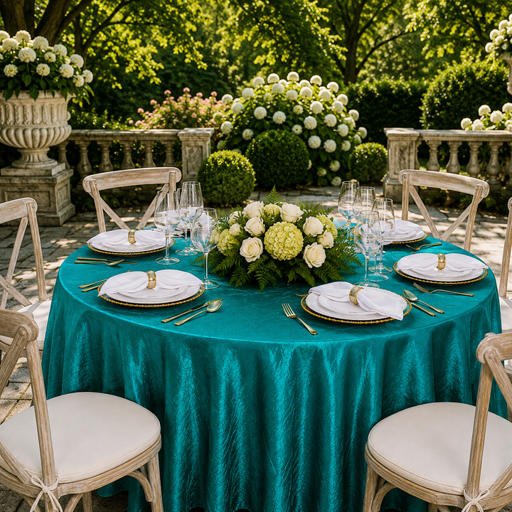 120" Seamless Round Crushed Taffeta Tablecloth - Oasis (1pc)