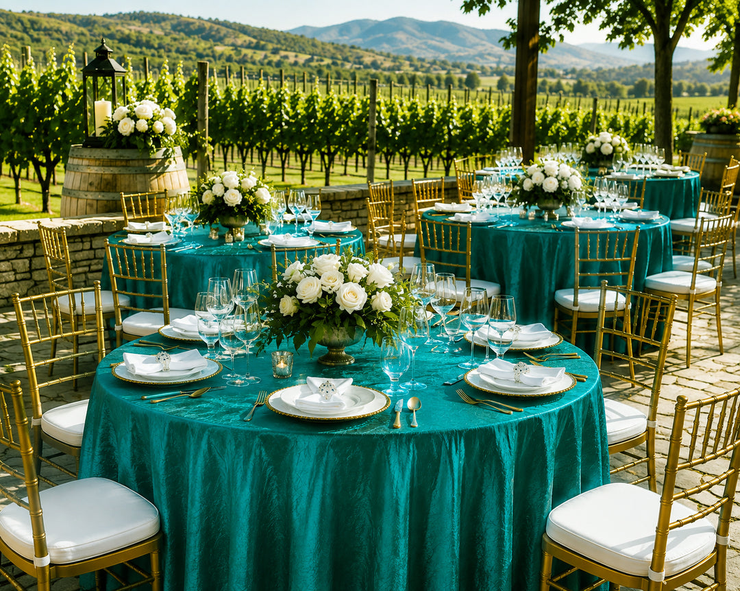 132" Round Crushed Taffeta Tablecloth - Oasis (1pc)