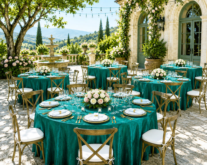 120" Seamless Round Crushed Taffeta Tablecloth - Oasis (1pc)