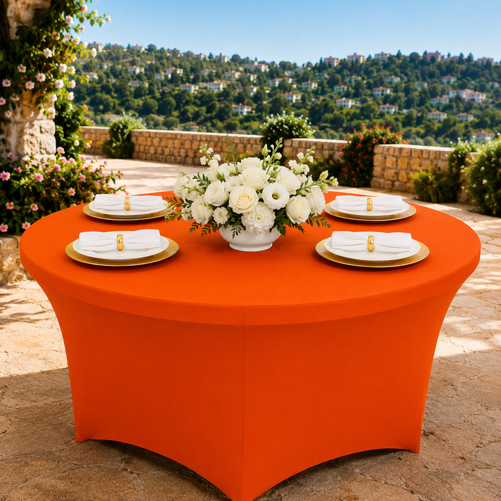 4 Ft Round Spandex Table Cover - Orange (1pc)