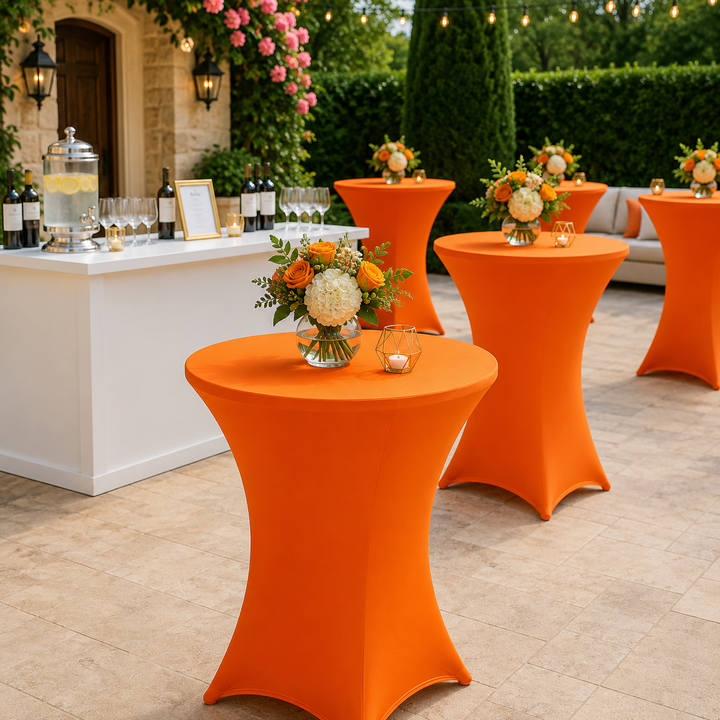 30"x42" Cocktail Spandex Table Cover - Orange (1pc)