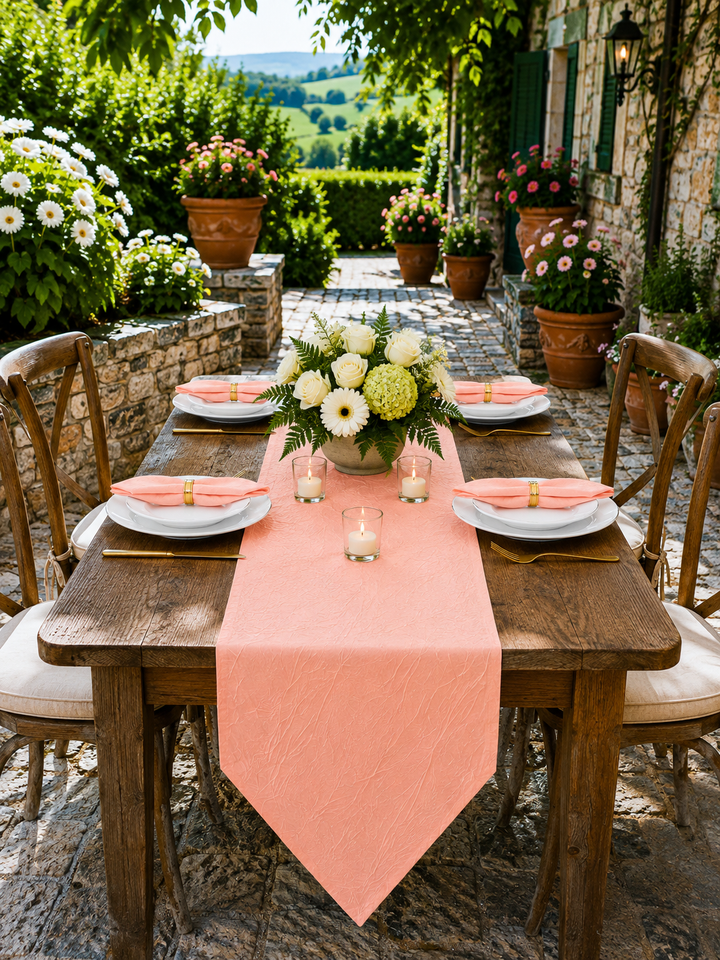 13"x108" Crushed Taffeta Table Runner - Apricot/Peach  (1pc)