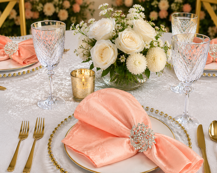 Serviettes en taffetas écrasé 20"x20" - Blanc (10pcs/pqt)