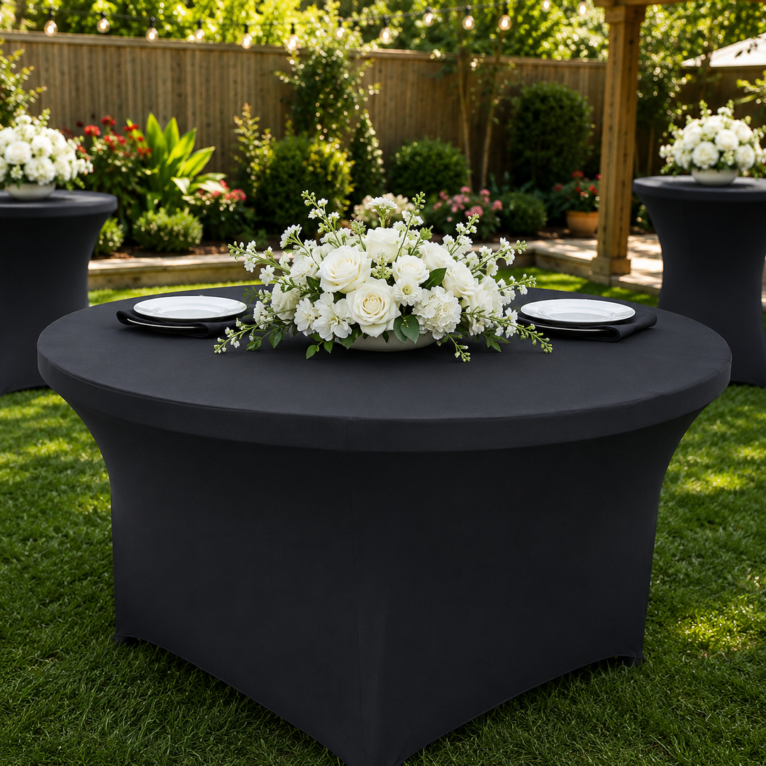 6 Ft Round Spandex Table Cover - Pewter/Charcoal (1pc)