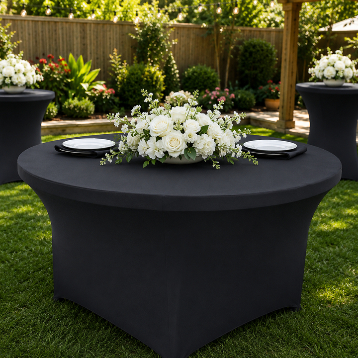 6 Ft Round Spandex Table Cover - Pewter/Charcoal (1pc)