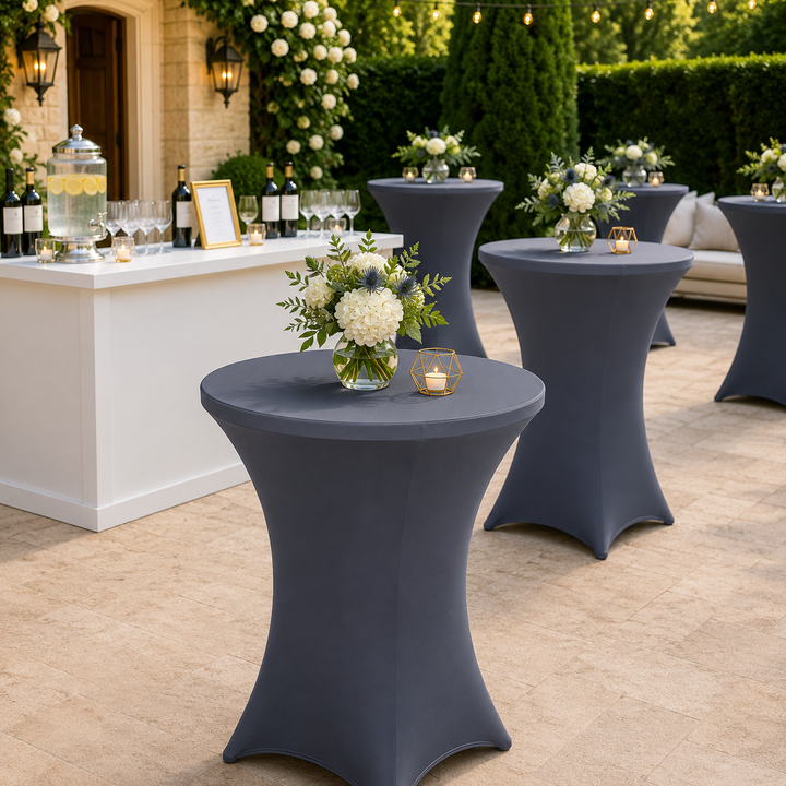 30"x42" Cocktail Spandex Table Cover - Pewter/Charcoal (1pc)