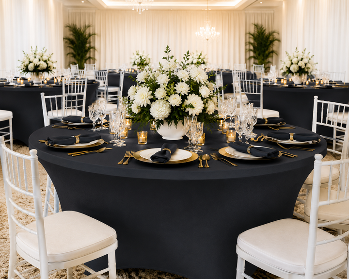 6 Ft Round Spandex Table Cover - Pewter/Charcoal (1pc)