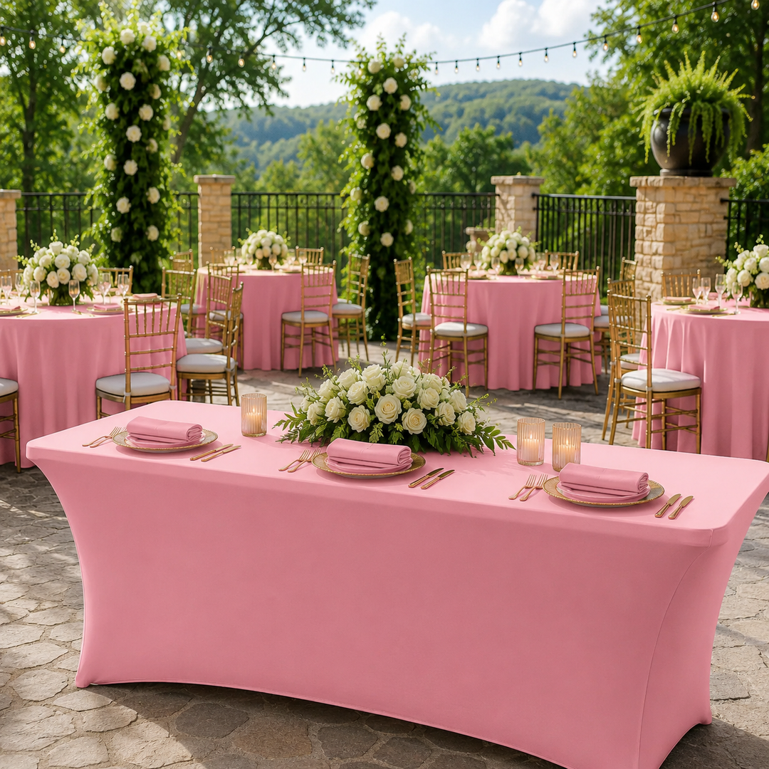 5 Ft Rectangular Spandex Table Cover - Pink (1pc)