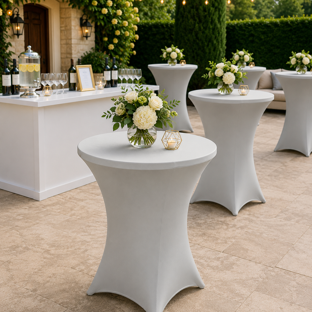 Housse de table cocktail en élasthanne 36"x42" - Platine/argent clair (1 pièce)