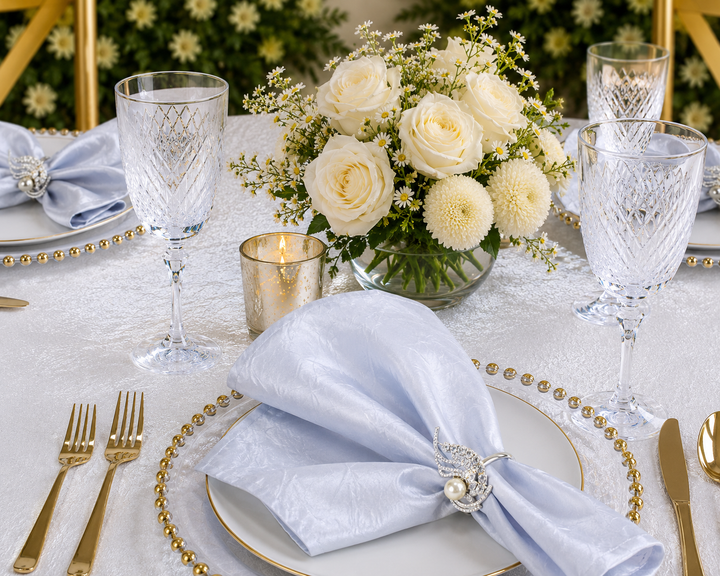 Sample 20"x20" Crushed Taffeta Napkins - Platinum/Light Silver (1pc)