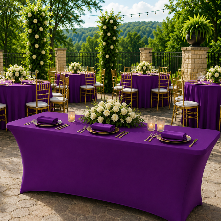 6 Ft Rectangular Spandex Table Cover - Purple (1pc)