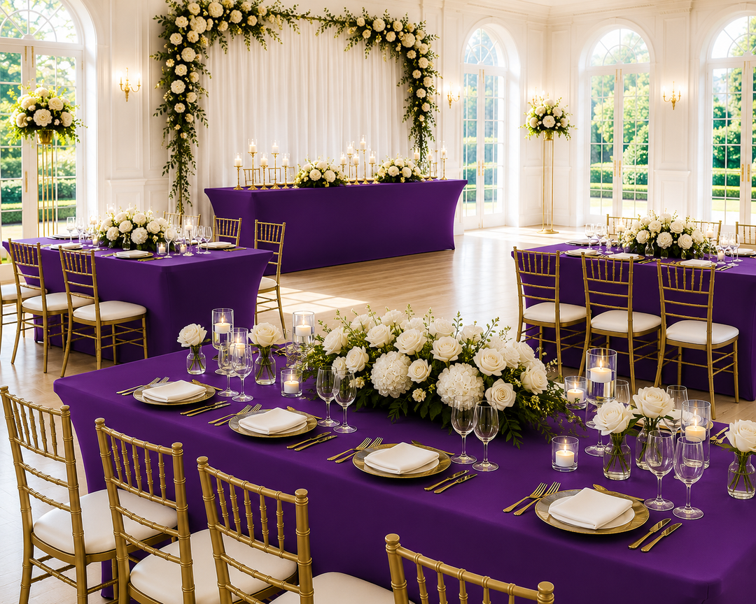 6 Ft Rectangular Spandex Table Cover - Purple (1pc)