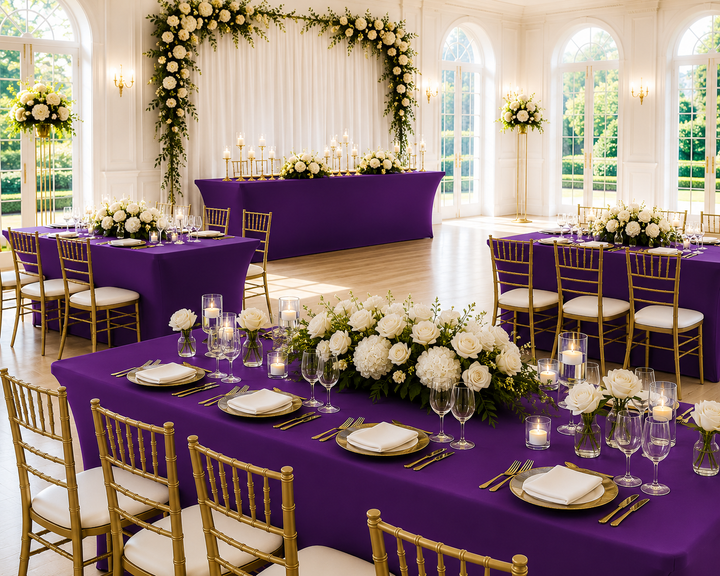 6 Ft Rectangular Spandex Table Cover - Purple (1pc)