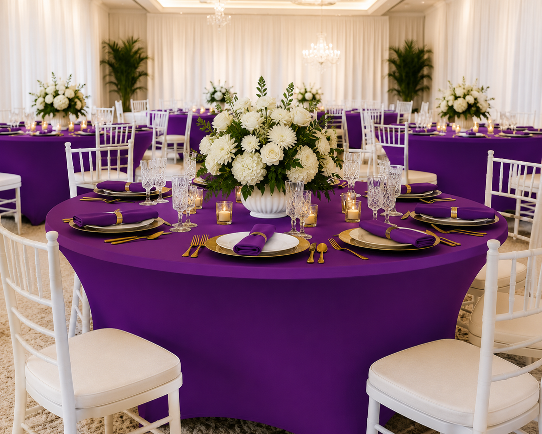 5 Ft Round Spandex Table Cover - Purple (1pc)