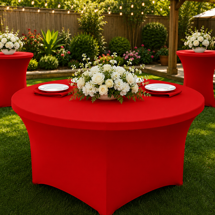 Housse de table ronde en élasthanne de 4 pieds - Rouge (1pc)
