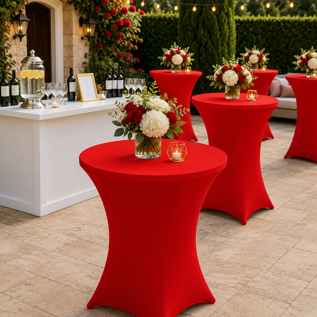 30"x42" Cocktail Spandex Table Cover - Red (1pc)