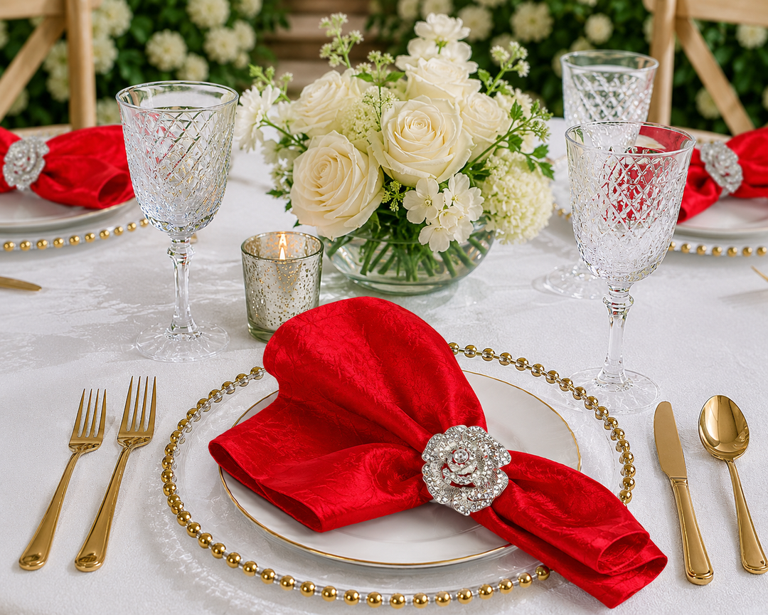 Sample 20"x20" Crushed Taffeta Napkins - Red (1pc)