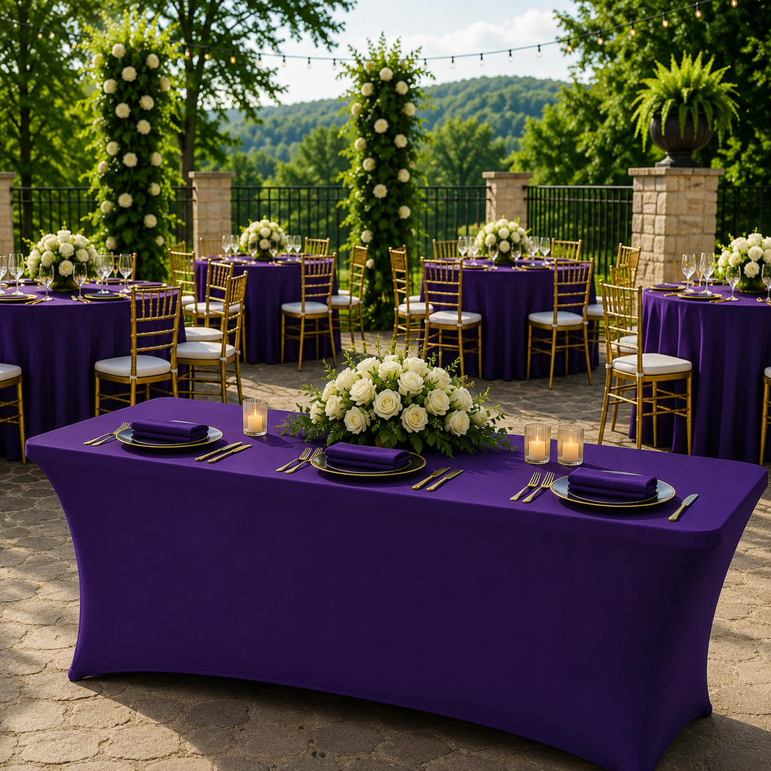 5 Ft Rectangular Spandex Table Cover - Regency Purple (1pc)