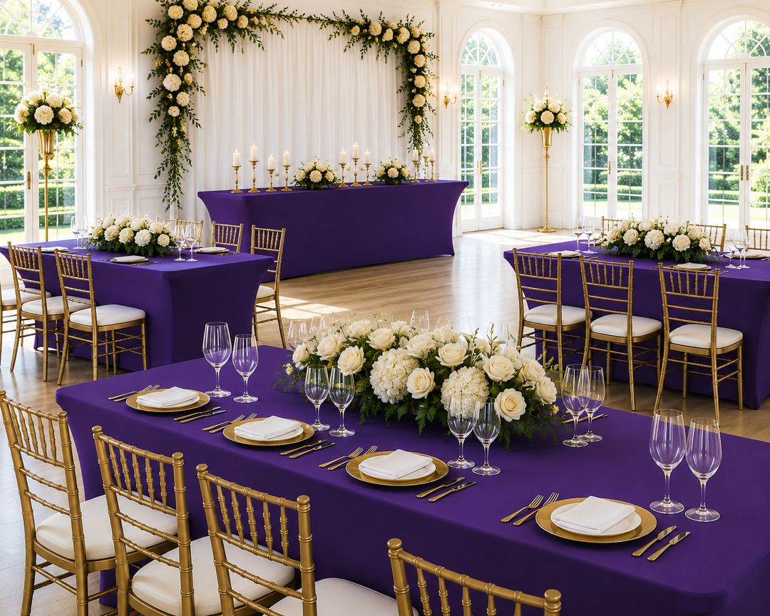 5 Ft Rectangular Spandex Table Cover - Regency Purple (1pc)