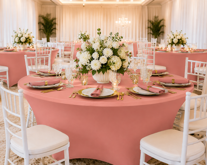 5 Ft Round Spandex Table Cover - Rose Pink (1pc)