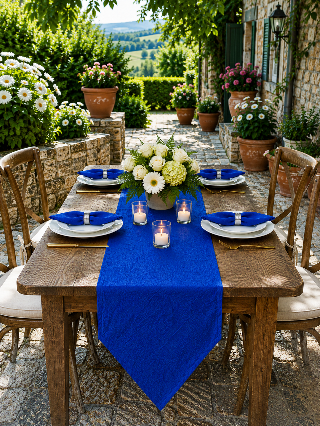 13"x108" Crushed Taffeta Table Runner - Royal Blue (1pc)