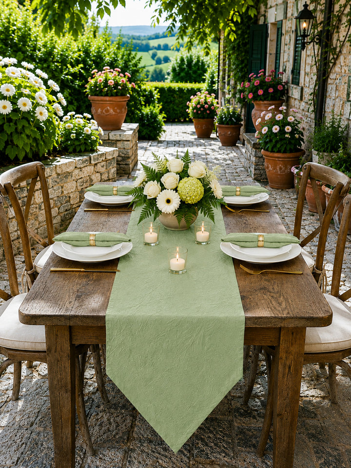 13"x108" Crushed Taffeta Table Runner - Sage Green (1pc)