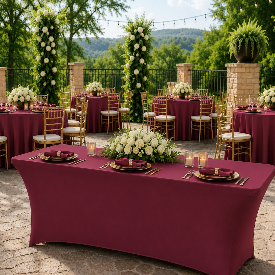 8 Ft Rectangular Spandex Table Cover - Sangria (1pc)