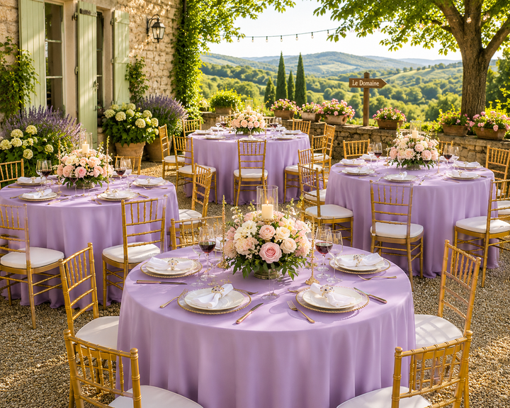120" Seamless Round Scuba (Wrinkle-Free) Tablecloth - Lilac (1pc)