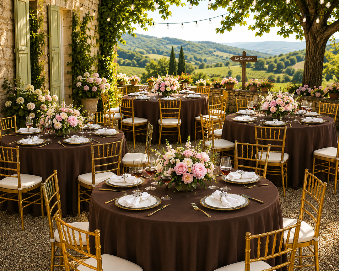 132" Round Scuba (Wrinkle-Free) (240 GSM) Tablecloth - Chocolate (1pc)
