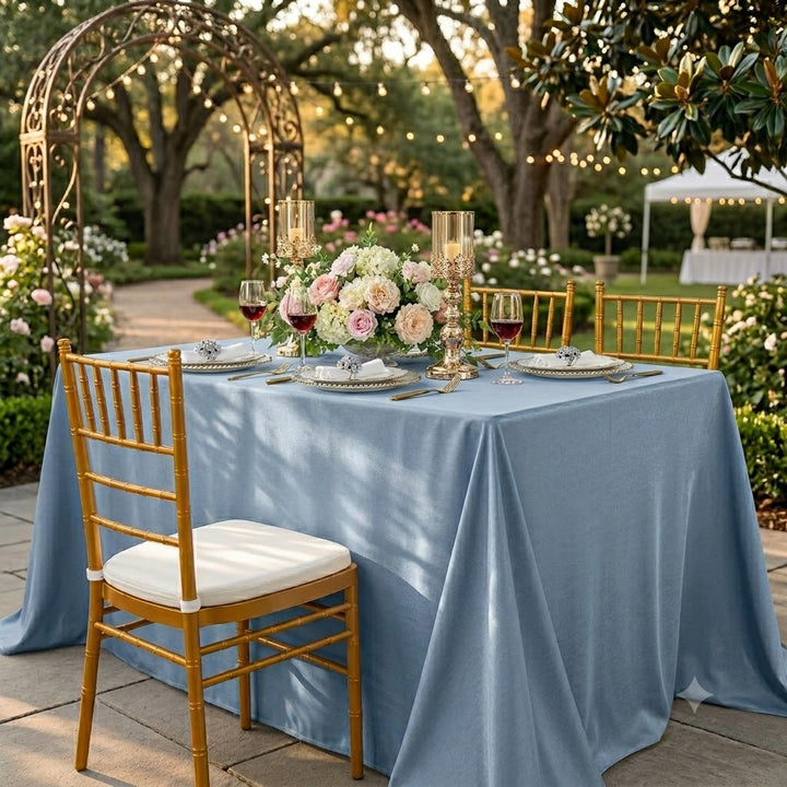 54"x96" Seamless Rectangular Scuba (Wrinkle-Free) (240 GSM) Tablecloth - Dusty Blue (1pc)