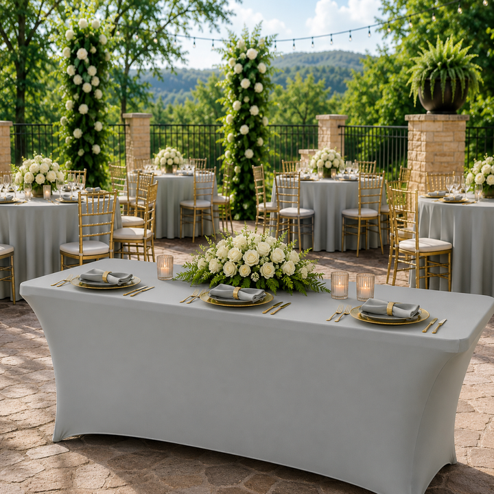 5 Ft Rectangular Spandex Table Cover - Silver (1pc)