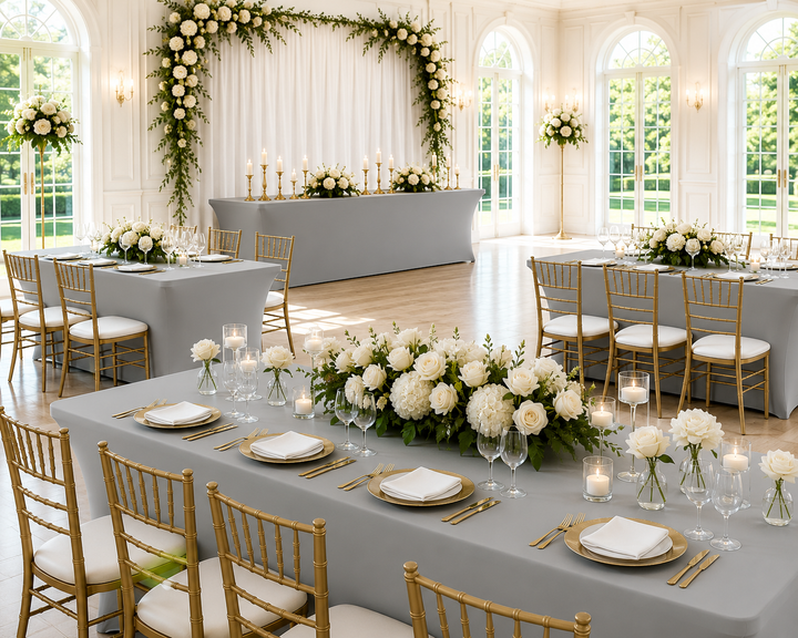 5 Ft Rectangular Spandex Table Cover - Silver (1pc)