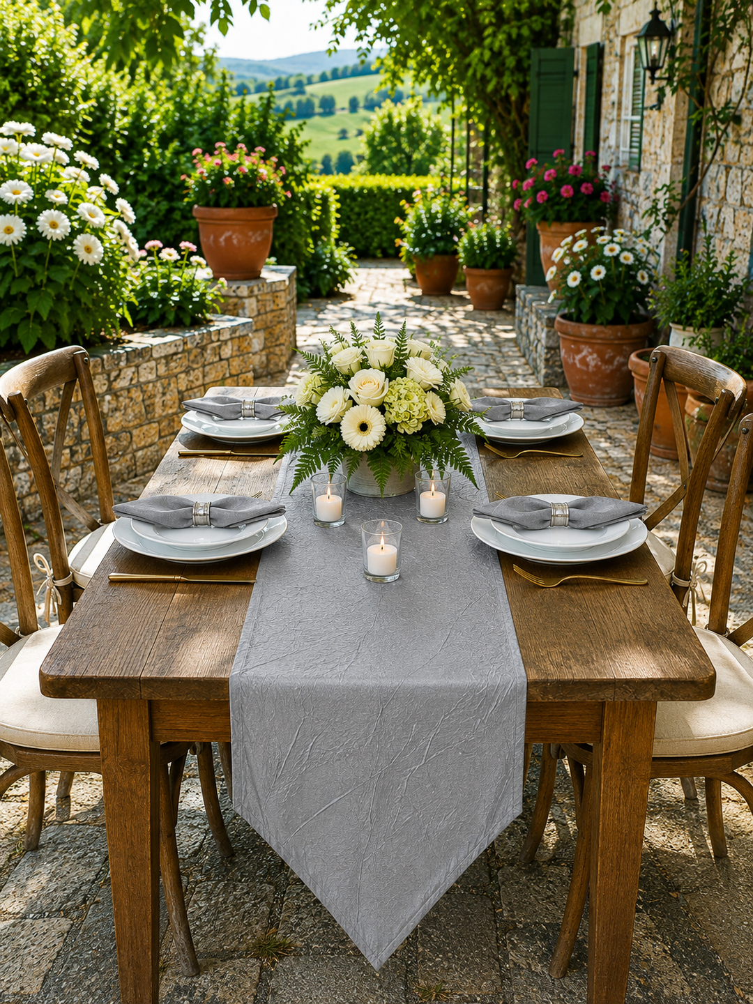 13"x108" Crushed Taffeta Table Runner - Silver (1pc)