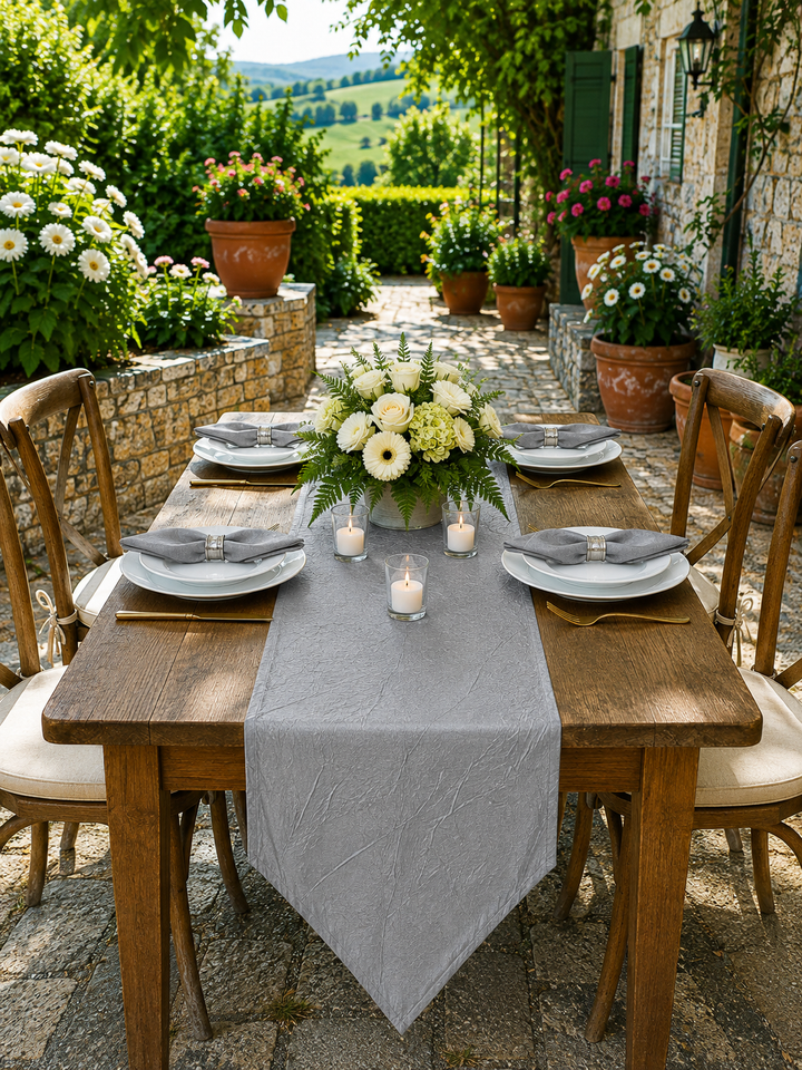 13"x108" Crushed Taffeta Table Runner - Silver (1pc)