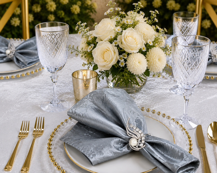 Sample 20"x20" Crushed Taffeta Napkins - Silver (1pc)