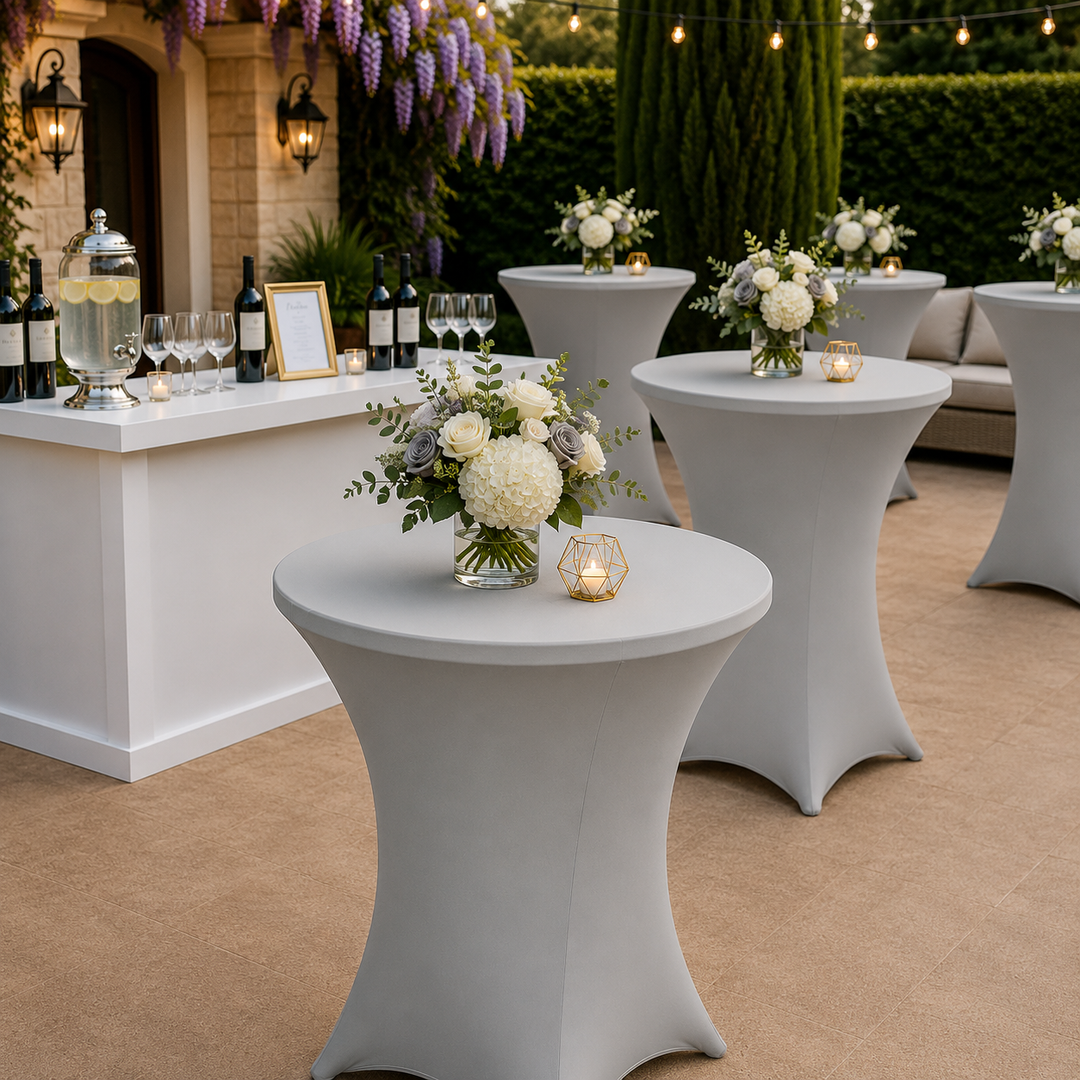 30"x42" Cocktail Spandex Table Cover - Silver (1pc)