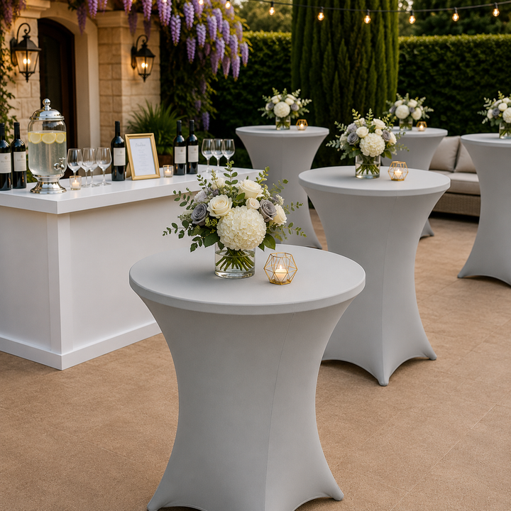 30"x42" Cocktail Spandex Table Cover - Silver (1pc)