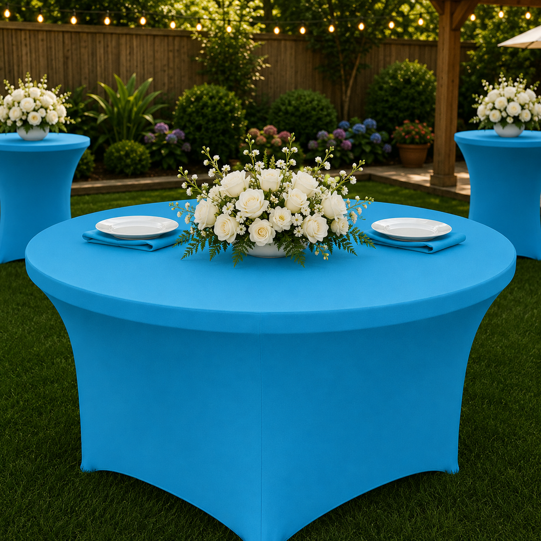 6 Ft Round Spandex Table Cover - Turquoise (1pc)