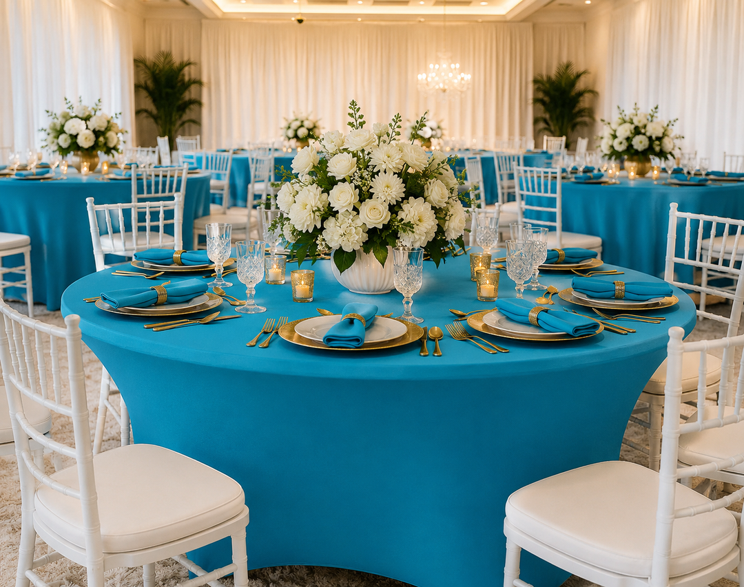 6 Ft Round Spandex Table Cover - Turquoise (1pc)