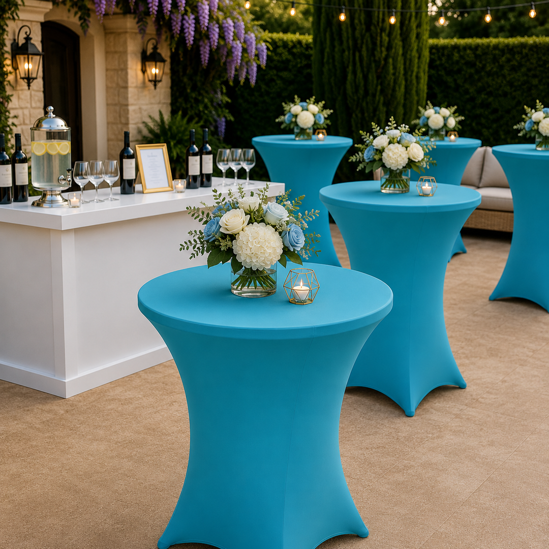 36"x42" Cocktail Spandex Table Cover - Turquoise (1pc)
