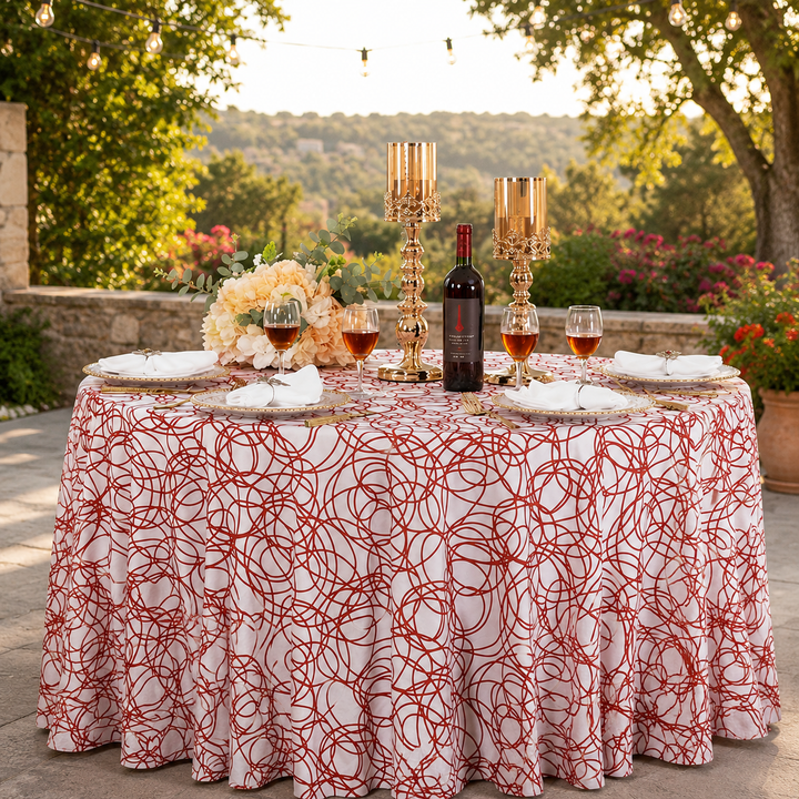132" Round Whirl Scuba (Wrinkle-Free) (240 GSM) Tablecloth - Rust/Burnt Orange (1pc)